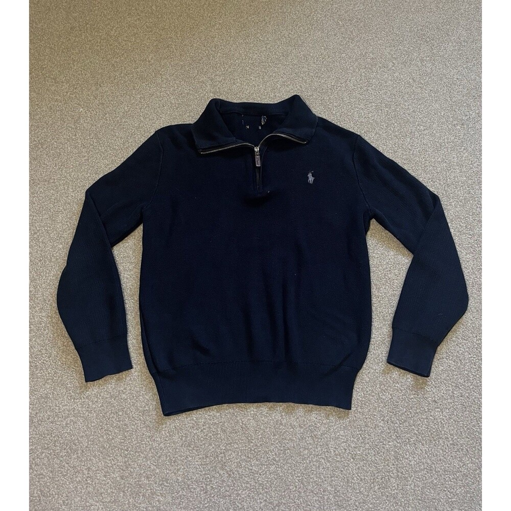 Lauren Ralph Lauren Boy’s Black Quarter Zip Pullover Sweatshirt Size Large